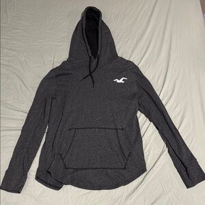 Hollister Gray Sweatshirt with Hood and Embroidered Logo